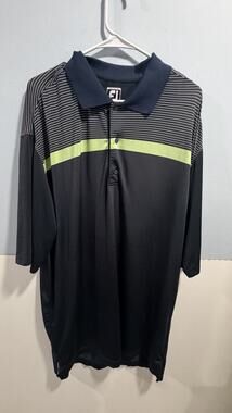 FootJoy FJ Golf Polo Athletic Fit Men's XXL Tall Long Blue And Green Striped